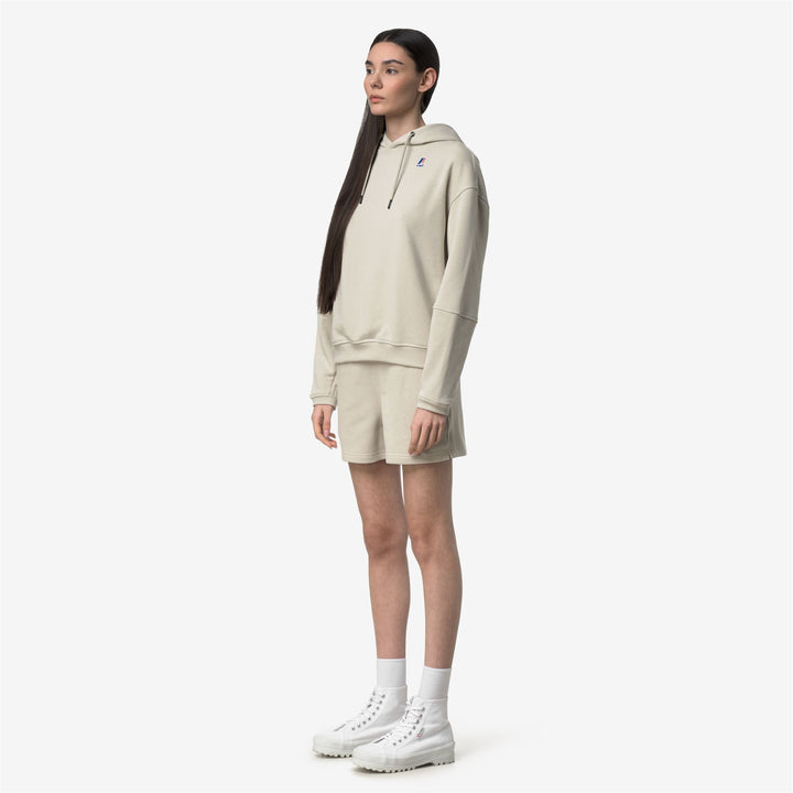 Beige women's lightweight fleece hoodie for outdoor activities 2