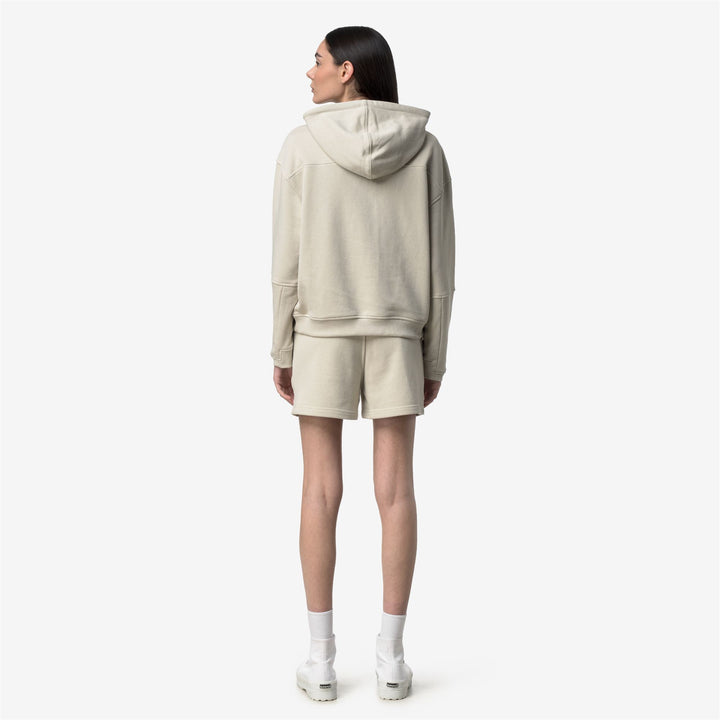 Beige women's lightweight fleece hoodie for outdoor activities 3