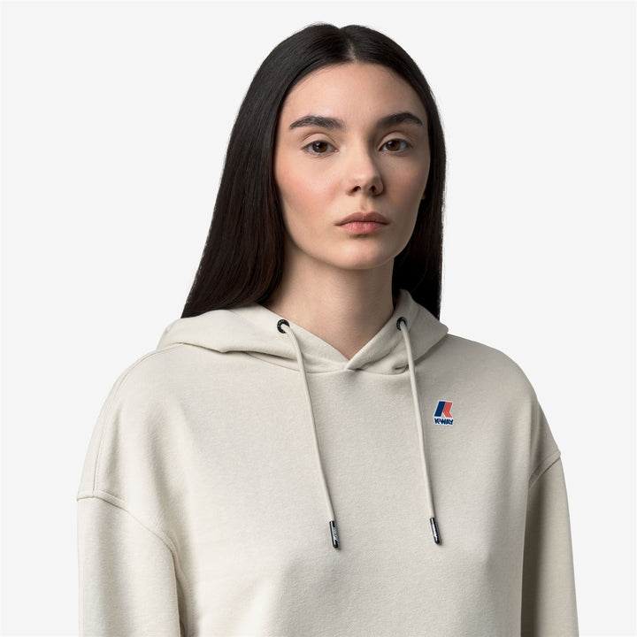 Beige women's lightweight fleece hoodie for outdoor activities 4