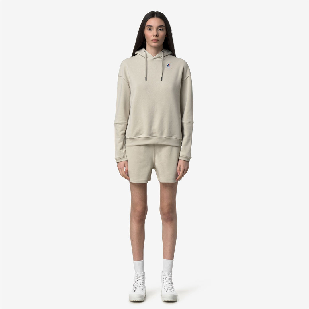Beige women's lightweight fleece hoodie for outdoor activities main