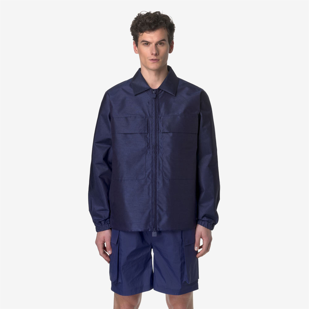 Cobalt Blue Men's Waterproof City Jacket with Utility Design 02