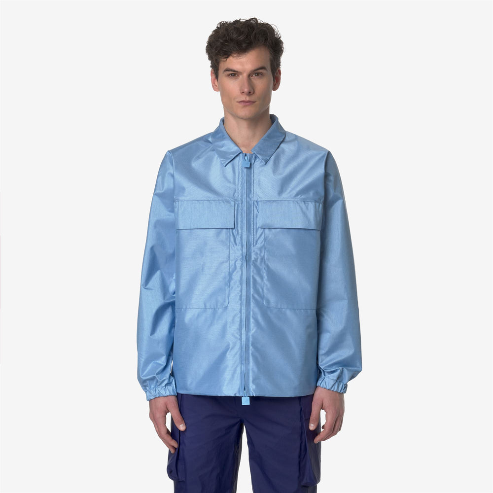 Azure Blue Men's Short Waterproof Jacket for City Wear 02
