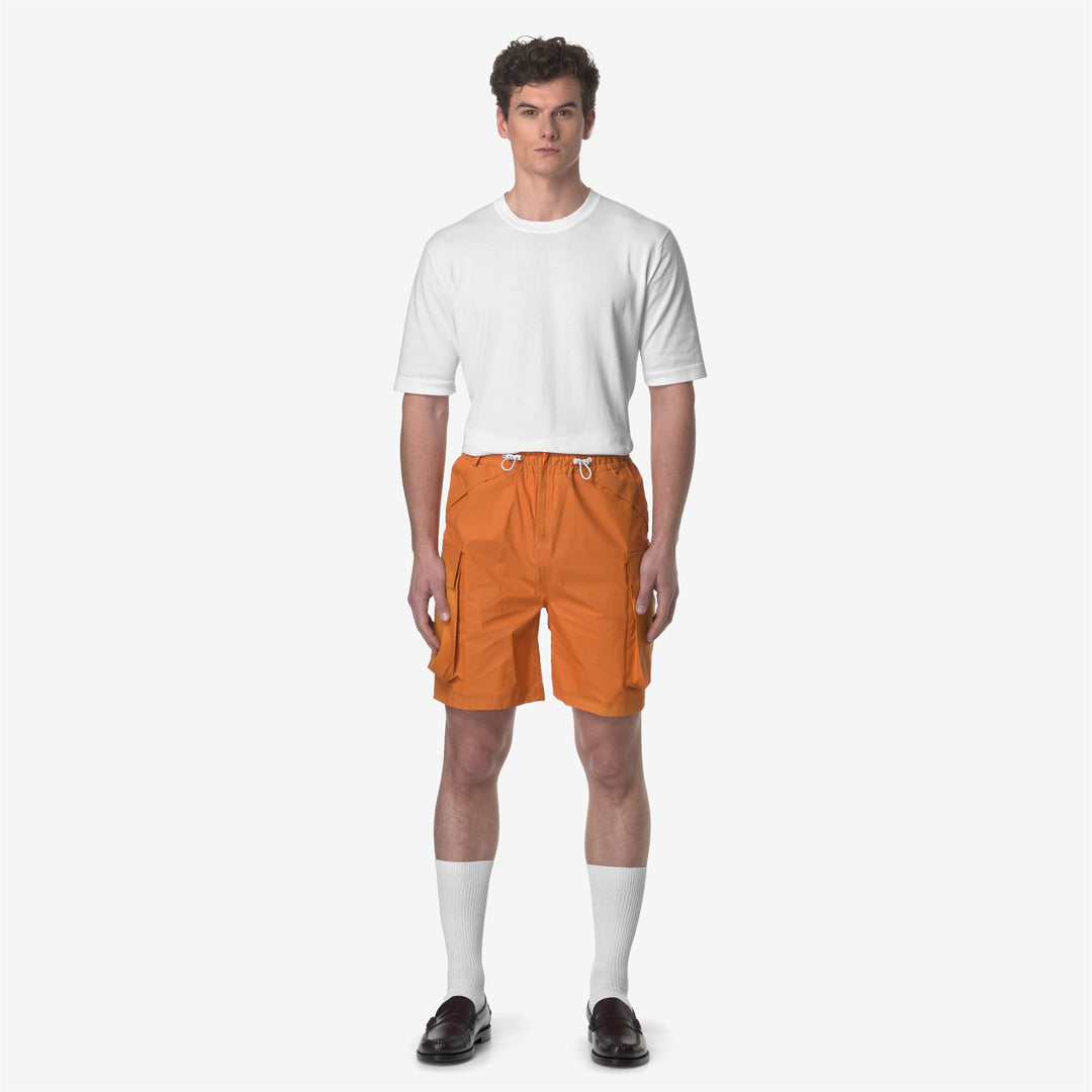 Shorts Unisex LEO-SHELL Sport  Shorts ORANGE Dressed Back (jpg Rgb)		