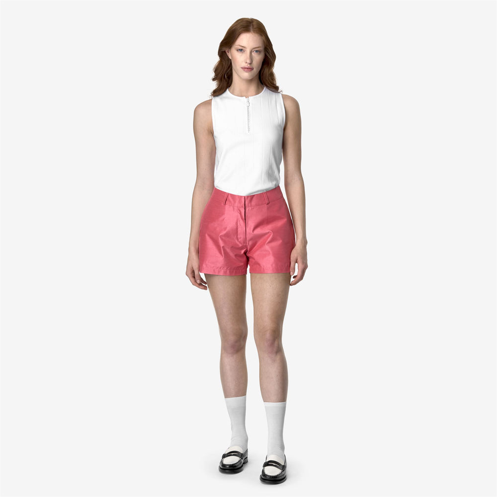 Pink Red Women's Sport Shorts with Shantung Effect for City Wear 02