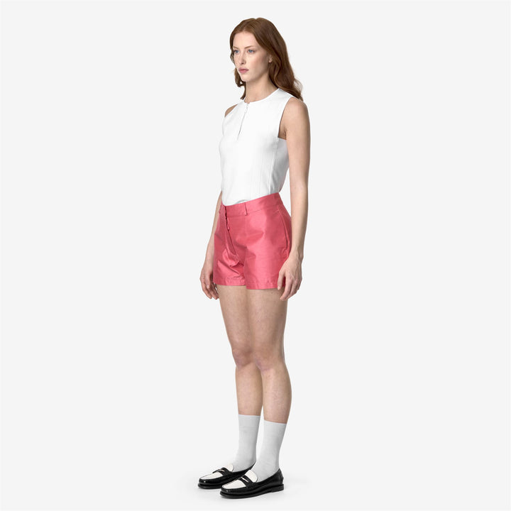 Shorts Woman SHORY SHANTUNG - LIKE 2L Sport  Shorts PINK CAMELIA SHANTUNG Detail (jpg Rgb)			