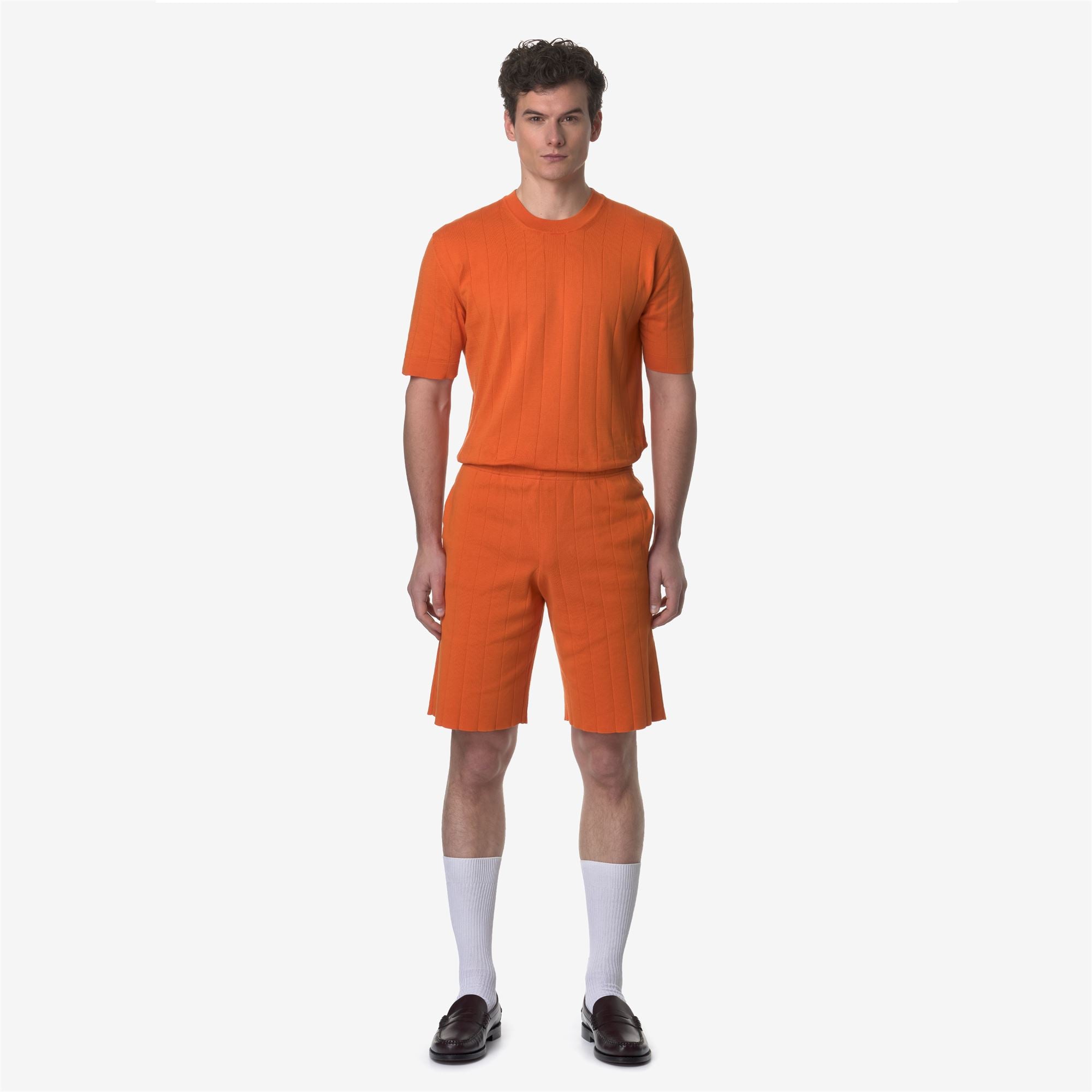 Shorts_UNISEX_LEOBEN KNITTED_Sport Shorts_Orange - Commercial 4