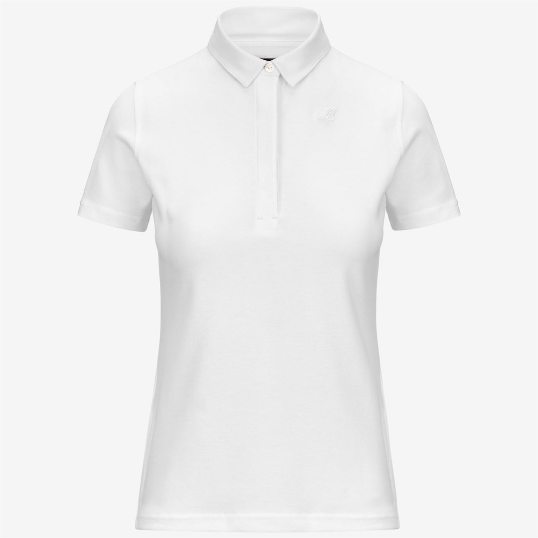 Camisa polo de piqué elástica gris y blanca para mujer casual main