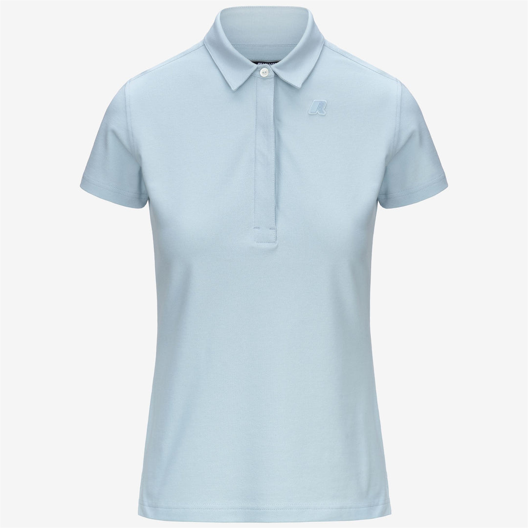 Camisa polo de piqué elástica azul bebé para mujer casual main