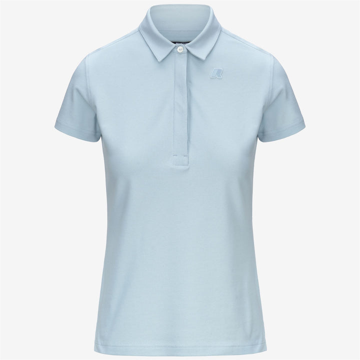 Camisa polo de piqué elástica azul bebé para mujer casual 5