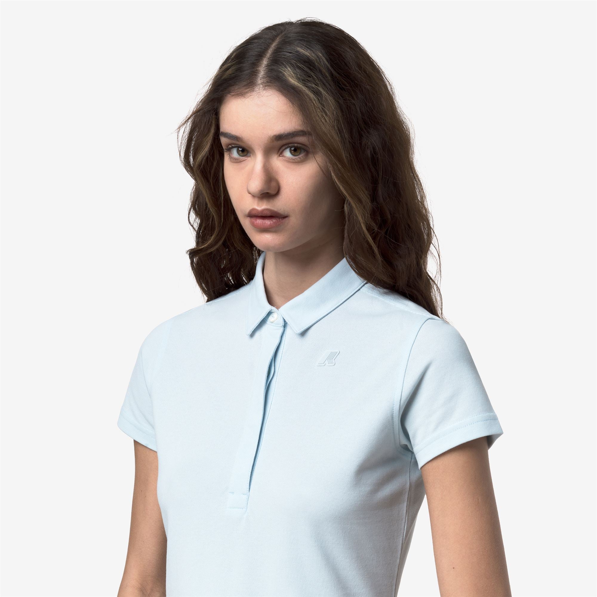 Polo Shirts_Woman_AMEDEA PIQUE SLIM_Polo_Blue Ballad - Commercial 7