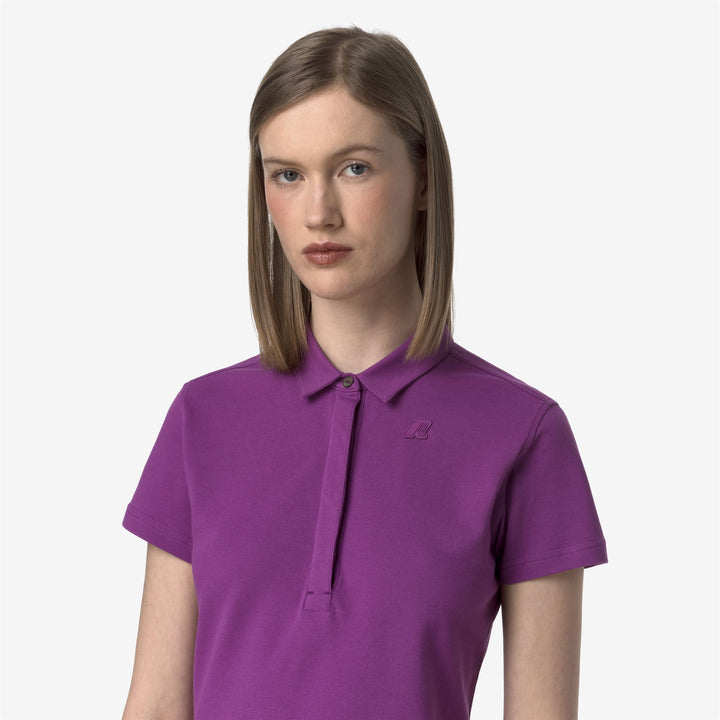 Camisa Polo de Piqué Elástica para Mujer en Color Violeta 4