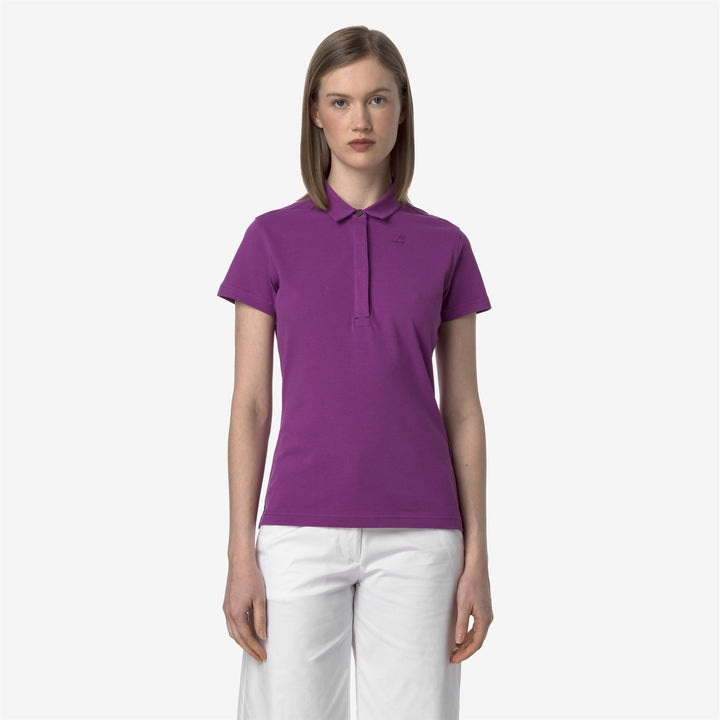 Camisa Polo de Piqué Elástica para Mujer en Color Violeta 1