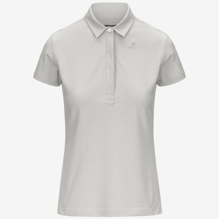 Camisa polo de piqué elástico beige y gris para mujer casual 5