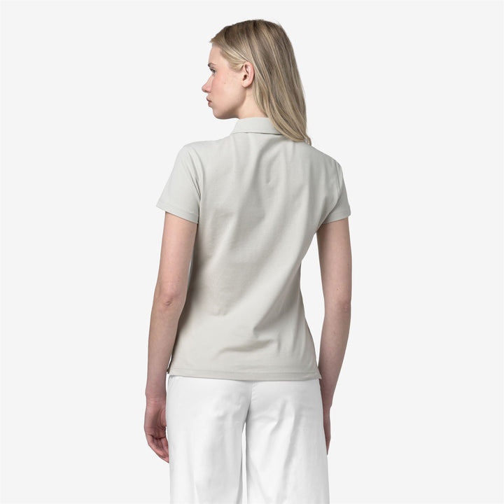 Polo Donna Piqué Stretch Beige e Grigio per Abbigliamento Casual 5