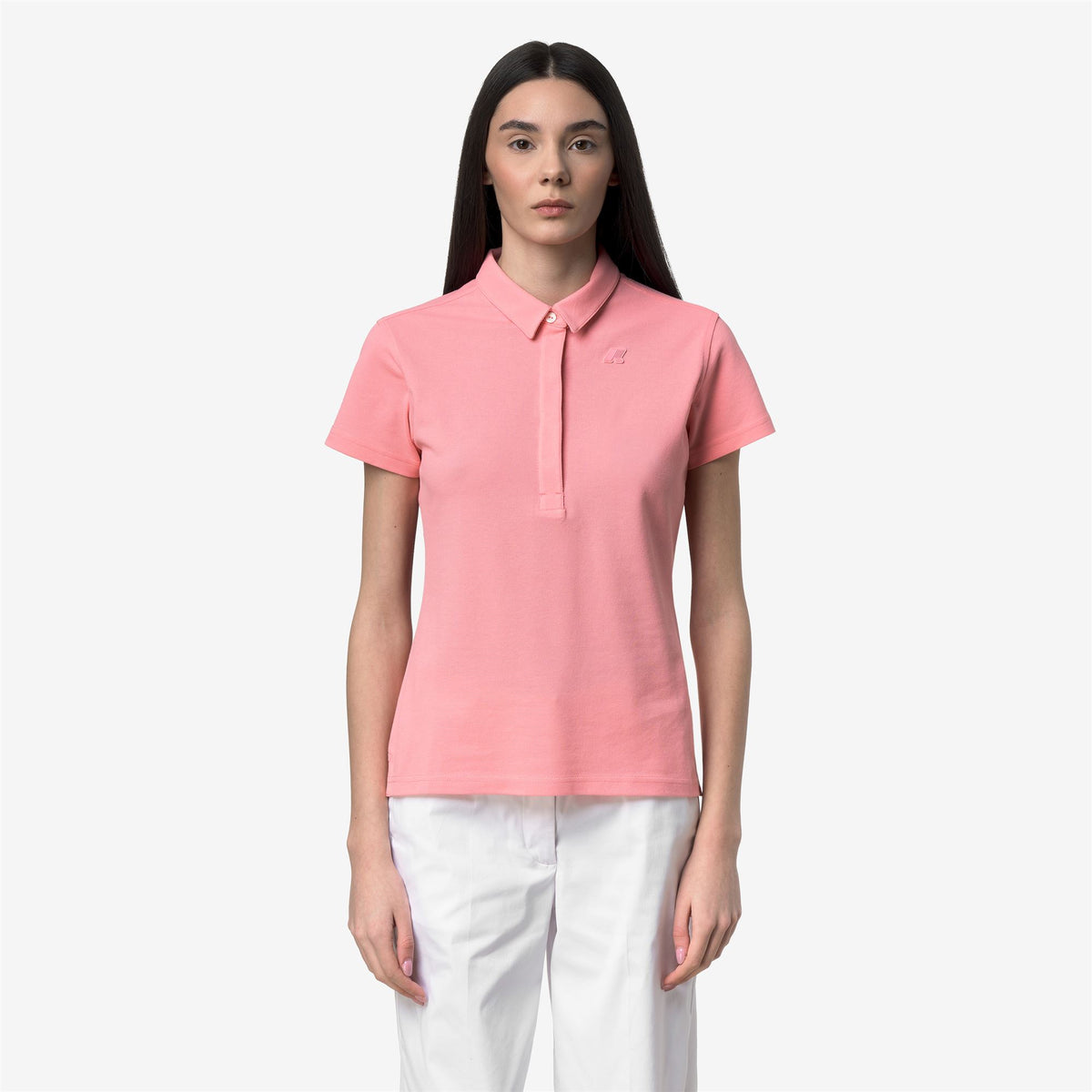 Polo Shirts_Woman_AMEDEA PIQUE SLIM_Polo_Pink Geranium - Commercial 4