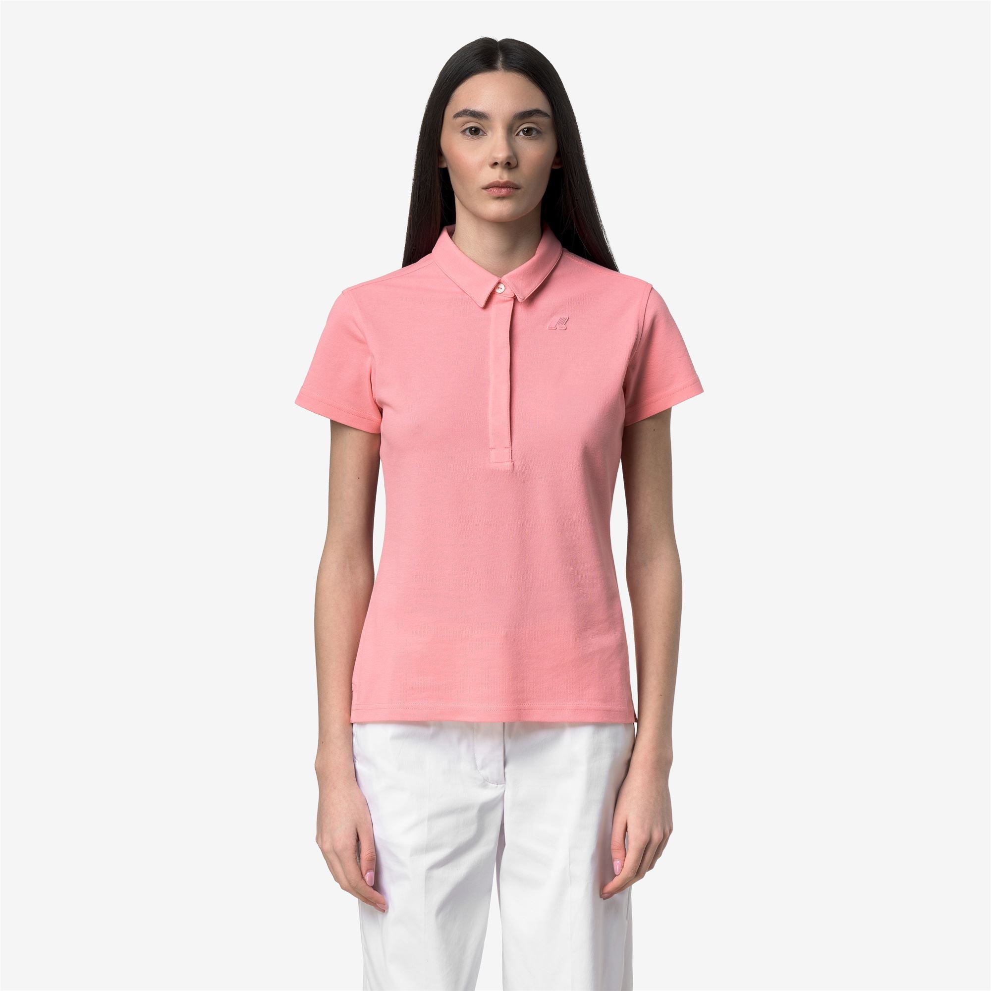 Polo Shirts_Woman_AMEDEA PIQUE SLIM_Polo_Pink Geranium - Commercial 4