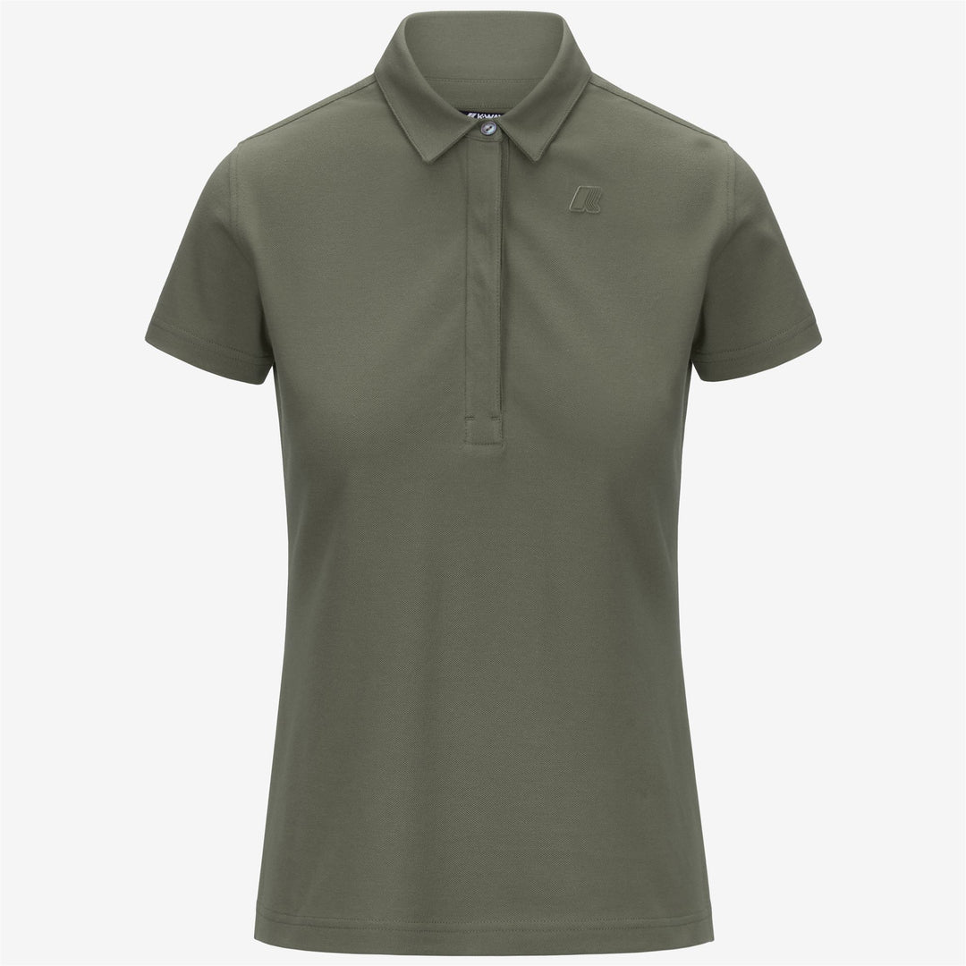 Polo de mujer en piqué elástico verde líquen para uso casual main