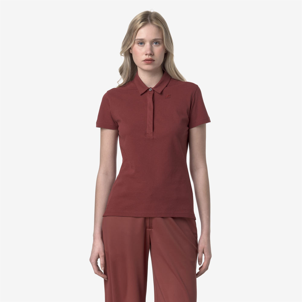 Red Women's Stretch Piqué Polo Shirt for Casual City Wear 02