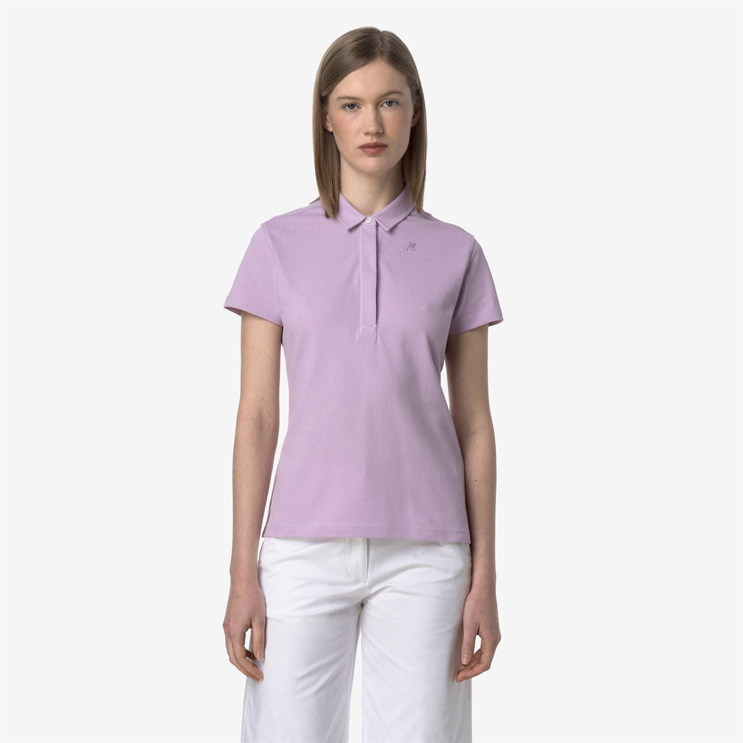 Camisa Polo de Piqué Stretch Violeta Lila para Mujer Casual 01