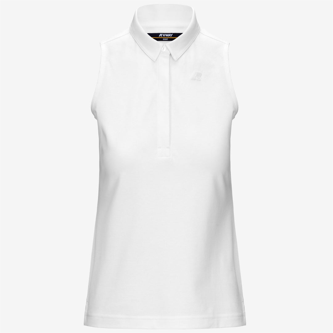 Camisa polo de piqué elástica gris y blanca para mujer casual main