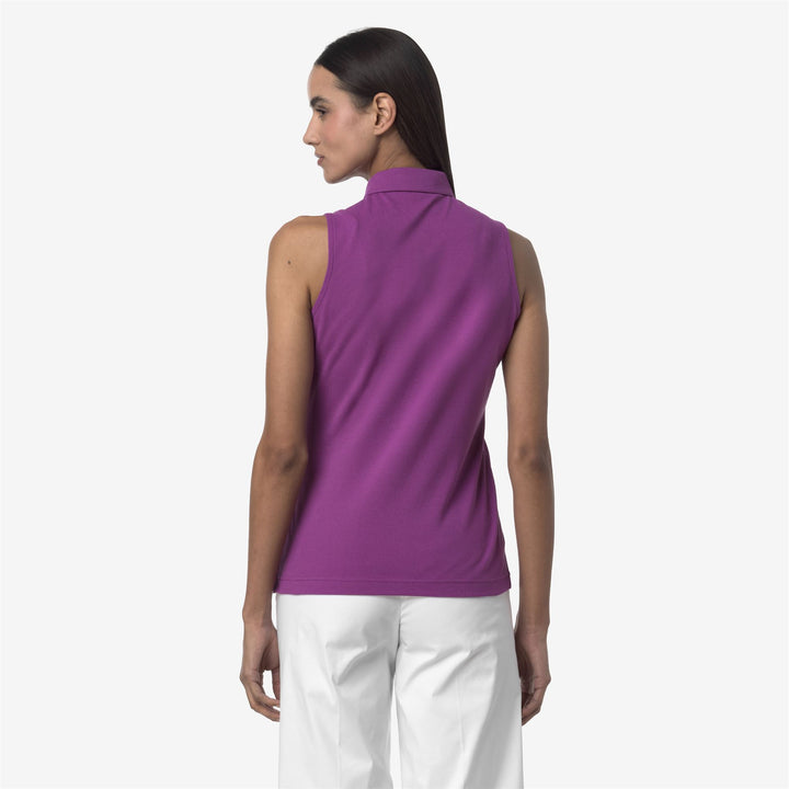 Camisa Polo de Piqué Elástica Violeta para Mujer Casual 3