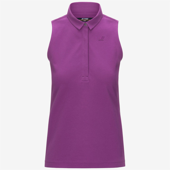 Camisa Polo de Piqué Elástica Violeta para Mujer Casual 5