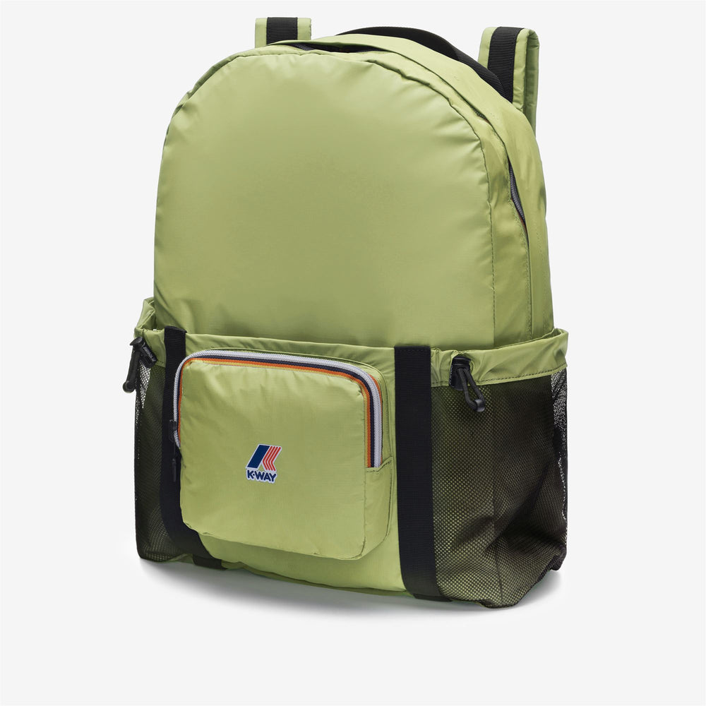 Bags Unisex LE VRAI 3.0 MICHEL Backpack GREEN CELERY Dressed Front (jpg Rgb)	