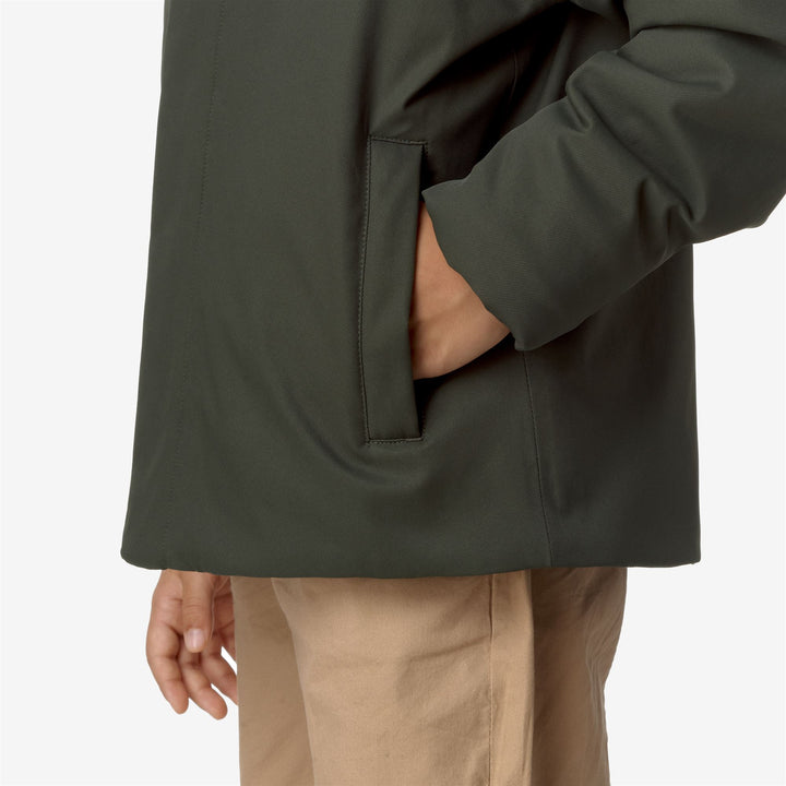 Grey Green Boys' Warm Short Jacket with Water-Resistant Fabric 2