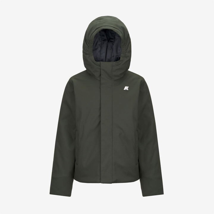 Grey Green Boys' Warm Short Jacket with Water-Resistant Fabric 1