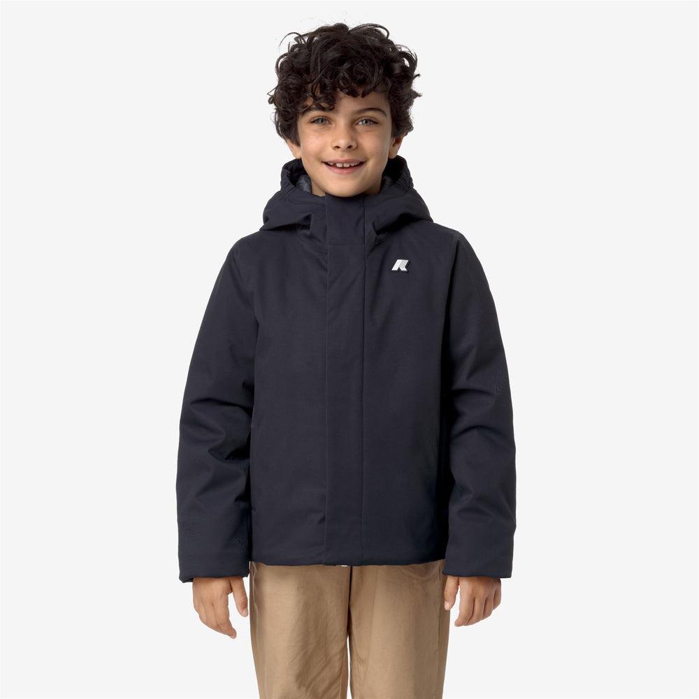 Blue Boy's Short Jacket with Lightweight Padding and Rain Protection 02