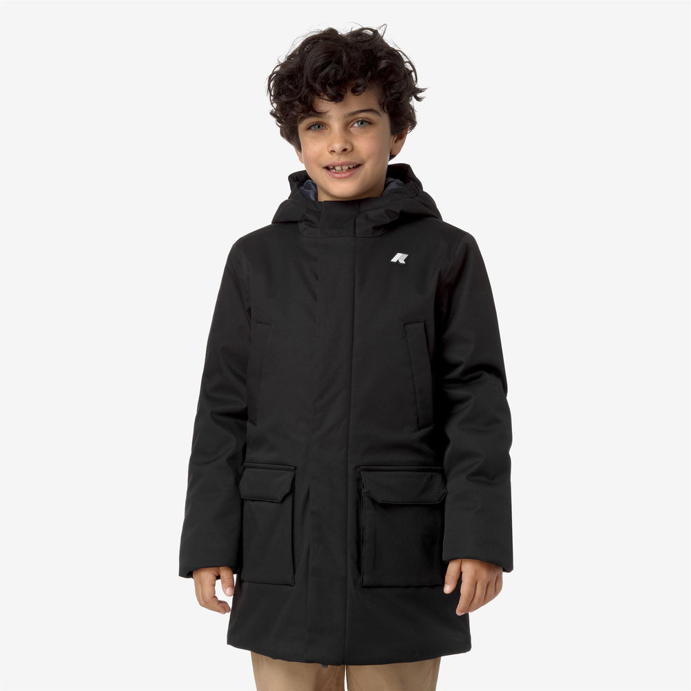 Grey Black Boys' Mid-Length Waterproof Jacket with Lightweight Padding 02