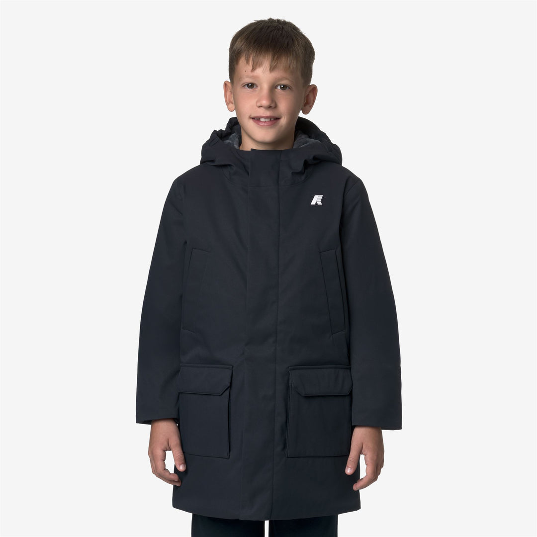 Blue Boy's Mid-Length Waterproof Jacket with Lightweight Padding main