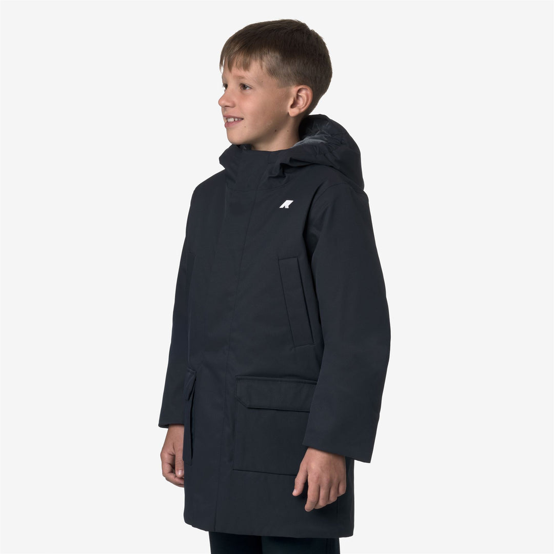 Blue Boy's Mid-Length Waterproof Jacket with Lightweight Padding main