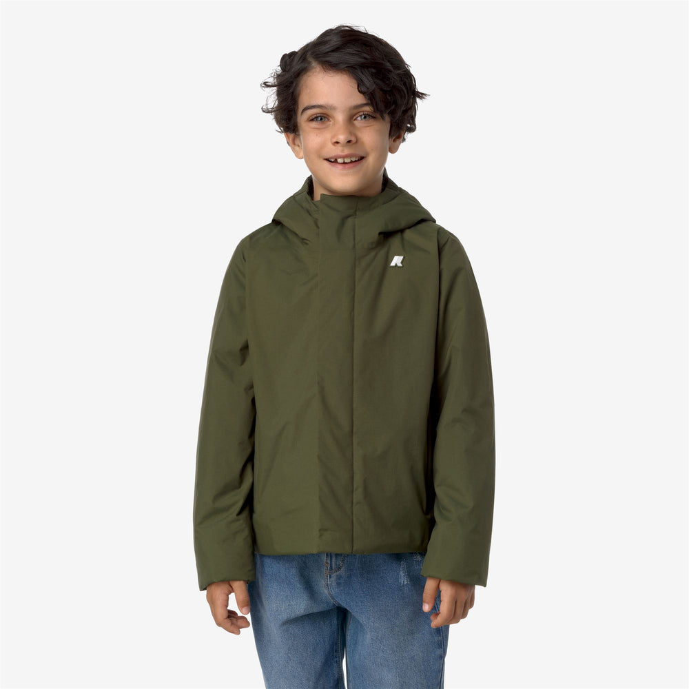Cypress Green Boys' Warm Short Jacket with Down Insulation 02