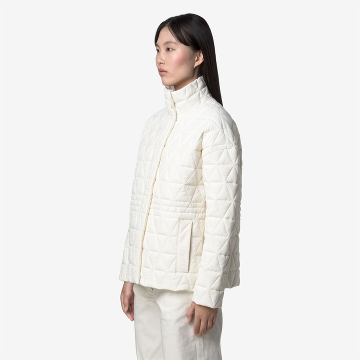White Women's Mid-Length Quilted Jacket with Primaloft Padding 4