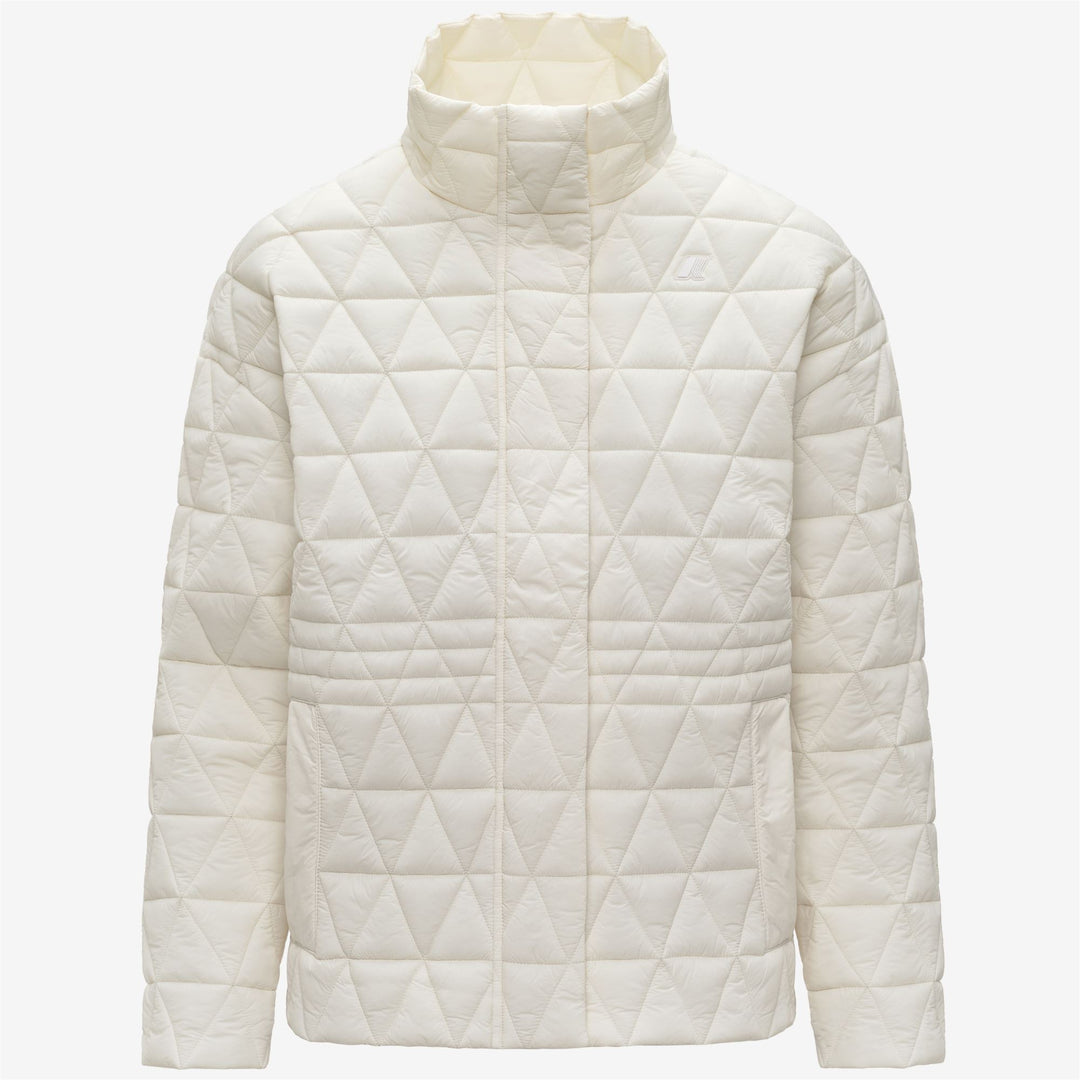 Chaqueta acolchada blanca de longitud media para mujer con relleno Primaloft 01