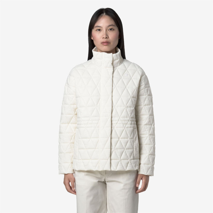 White Women's Mid-Length Quilted Jacket with Primaloft Padding 3