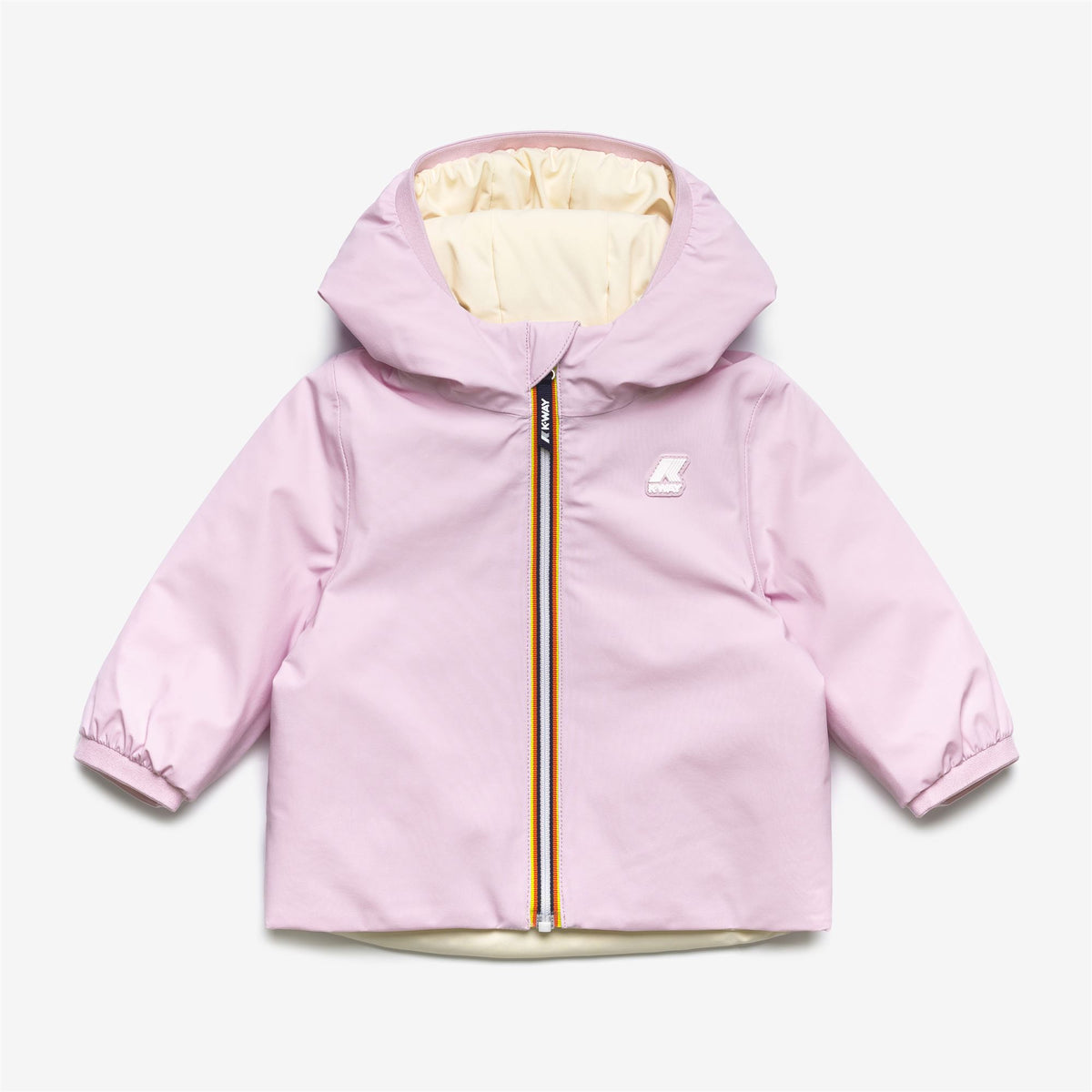 Jackets_Kid unisex_E. JACK ST WARM DOUBLE_Short_Pink Rose - Beige Shortbread - Commercial 1
