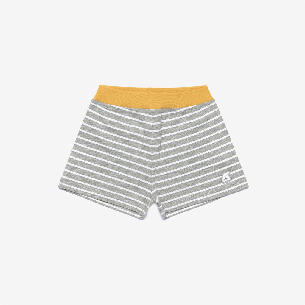 Shorts_Kid unisex_E. NOISETTE STRIPES_Sport Shorts_AHZ - White - Yellow Mimosa - Commercial 1