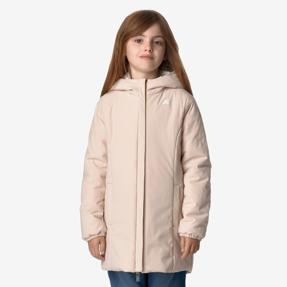 Grey Pink Girls Reversible Warm Mid Jacket with Synthetic Padding 02