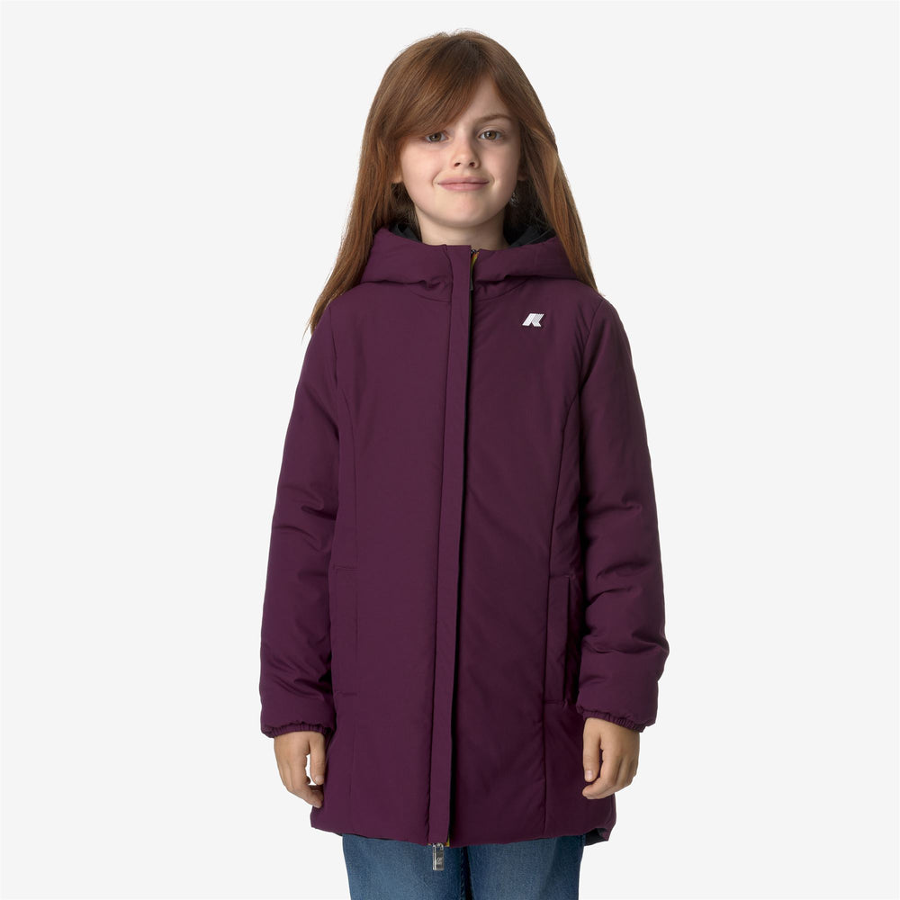 Black Violet Girls' Reversible Warm Mid Jacket with Insulation 02