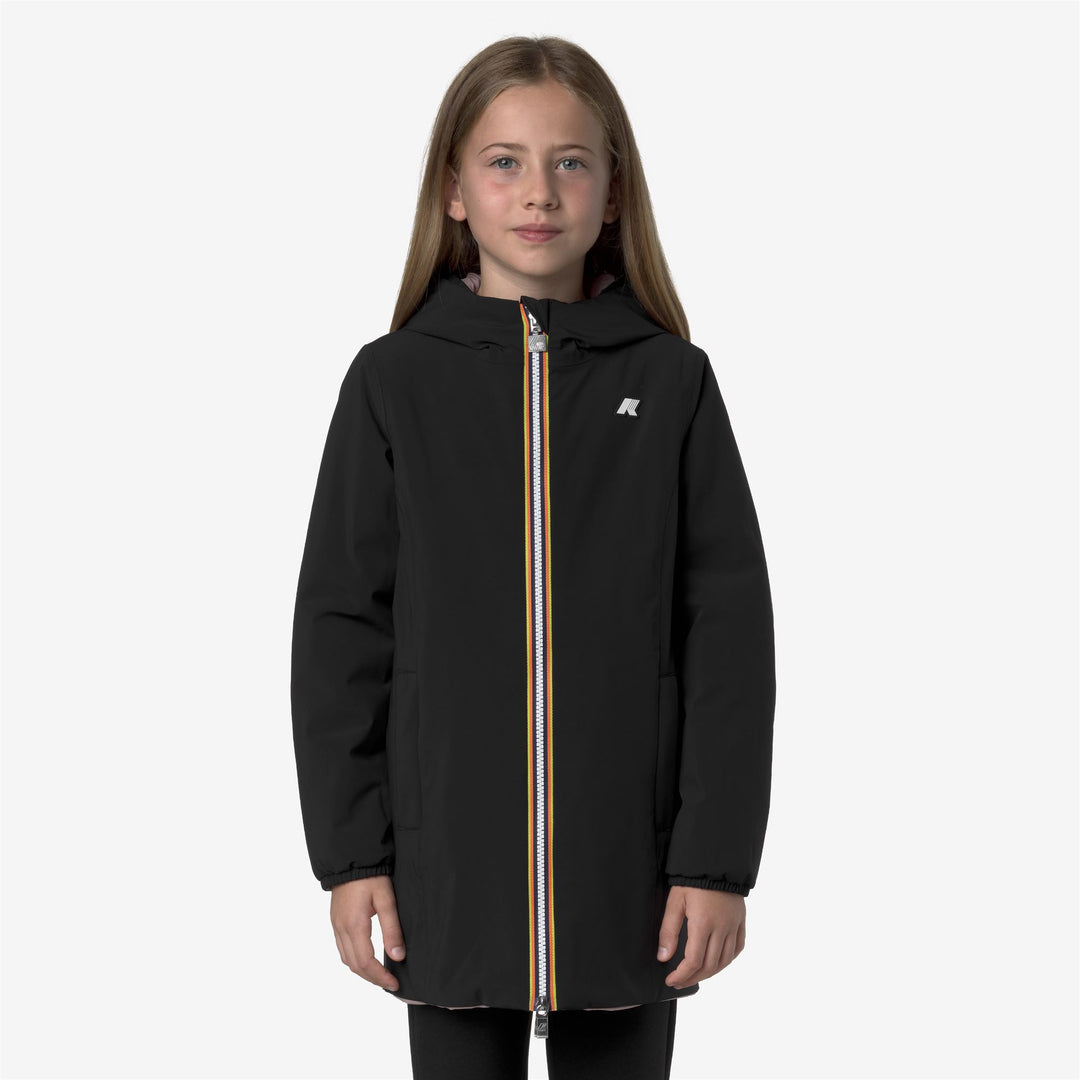Black and Pink Girl's Reversible Mid-Weight Jacket with Insulation main