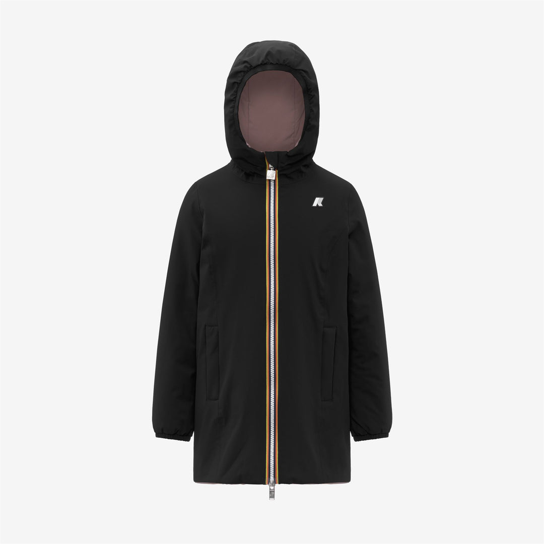 Black and Pink Girl's Reversible Mid-Weight Jacket with Insulation 01