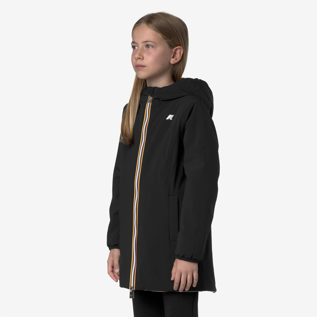 Black and Pink Girl's Reversible Mid-Weight Jacket with Insulation main