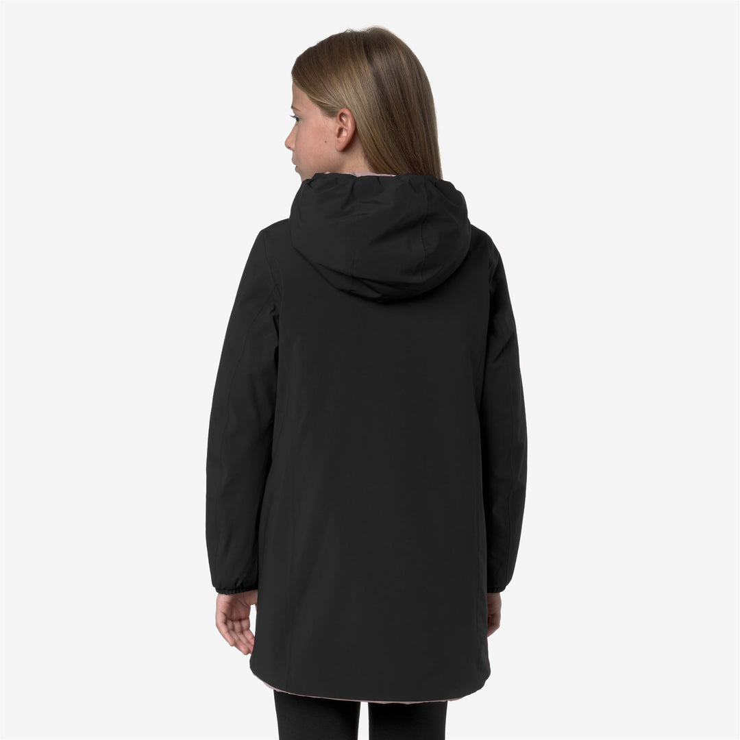 Black and Pink Girl's Reversible Mid-Weight Jacket with Insulation main