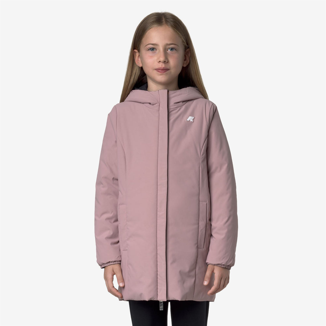 Black and Pink Girl's Reversible Mid-Weight Jacket with Insulation main