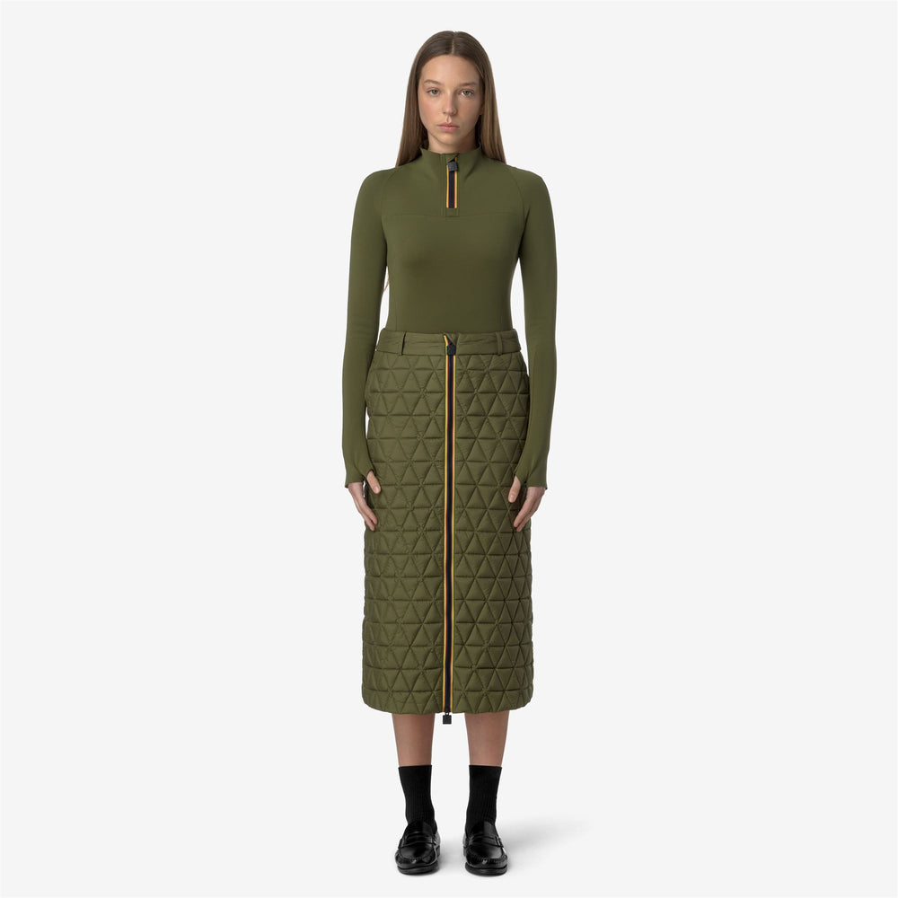 Falda larga acolchada amarilla y verde para mujer con aislamiento Thermore 02