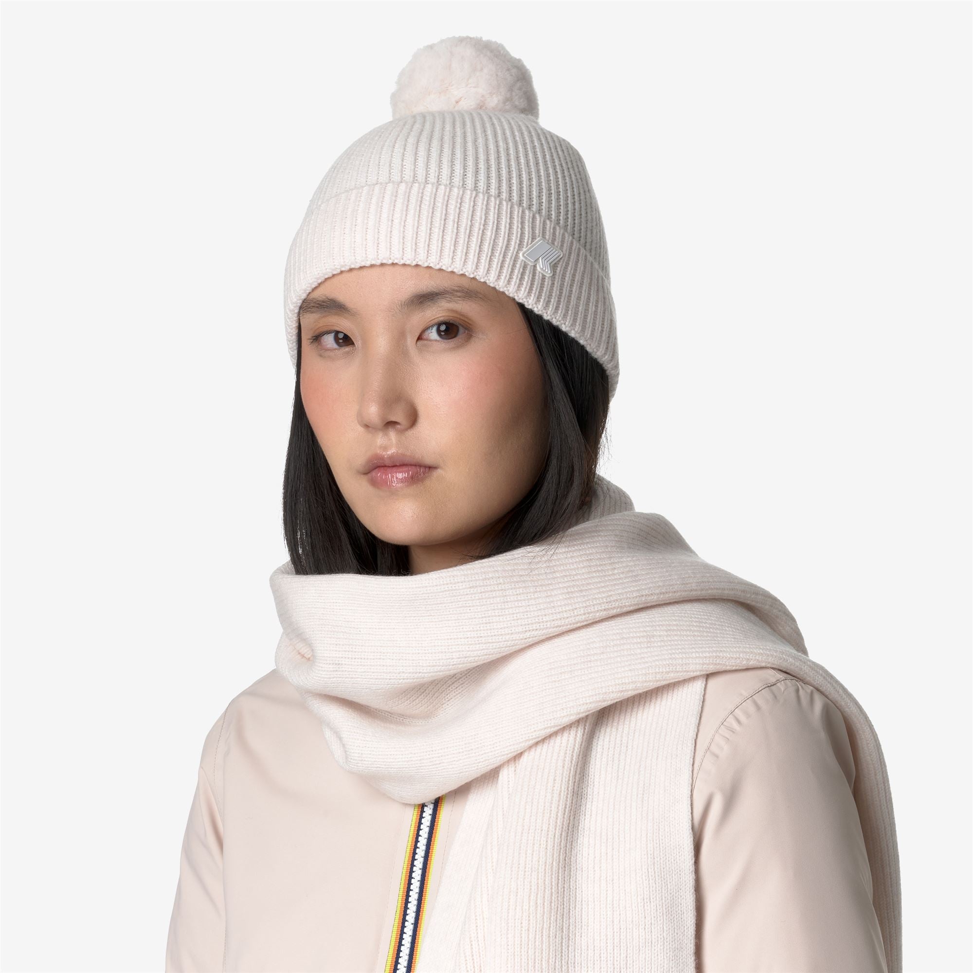 Headwear_UNISEX_VINCIENNE CARDIGAN STITCH WOOL_Hat_White Gardenia Melange - Commercial 4