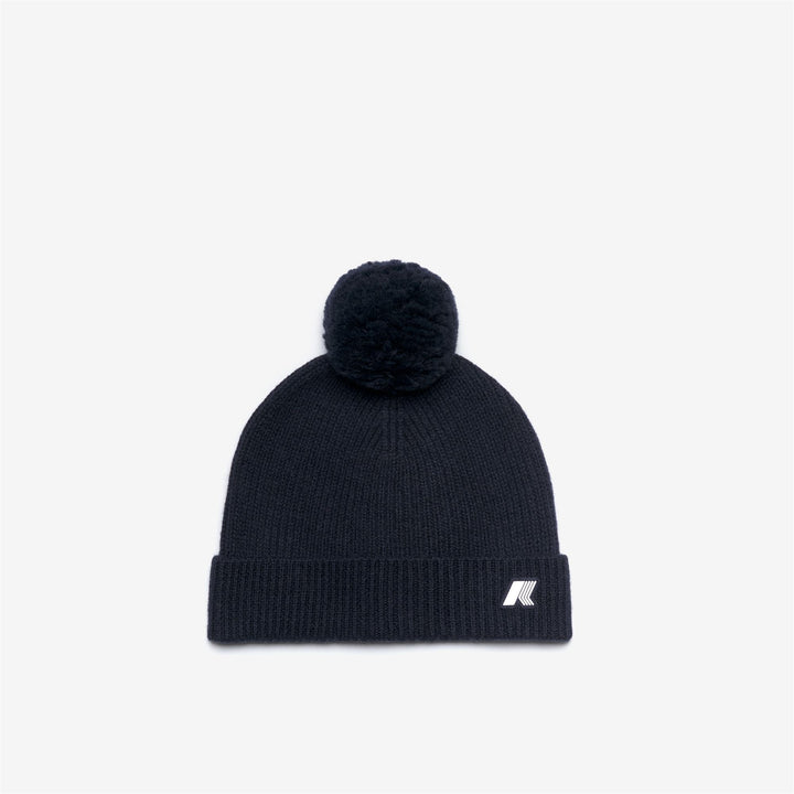 Gorro de lana unisex azul melange con pom-pom y diseño acanalado 1