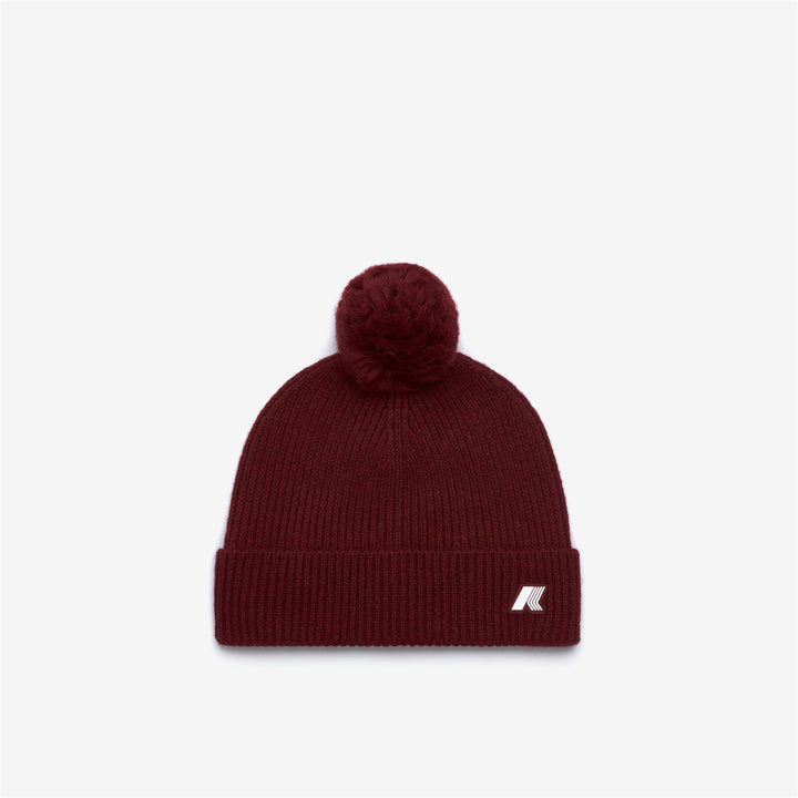 Gorro unisex de lana rojo con pompón 1
